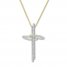 Diamond Cross Necklace 1/2 ct tw Round-cut 10K Yellow Gold