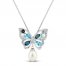 Freshwater Pearl & Topaz Butterfly Necklace Sterling Silver 18"