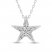Diamond Star Necklace 1/4 ct tw Round and Baguette-cut 10K White Gold 18"