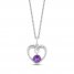 Hallmark Diamonds Amethyst Heart Necklace 1/10 ct tw Round-Cut Sterling Silver 18"