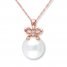 Cultured Pearl Necklace Diamond Accent 10K Rose Gold