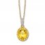 Citrine Necklace with Diamonds 10K Yellow Gold