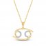 Diamond Cancer Necklace 1/10 ct tw Round-cut 10K Yellow Gold 18"