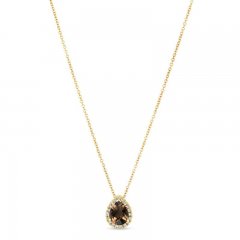 Le Vian Quartz & Diamond Necklace 1/8 ct tw 14K Honey Gold 18"