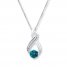 Diamond Necklace 1/6 ct tw Blue/White 10K White Gold