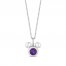 Disney Treasures Mickey Mouse Amethyst & Diamond Necklace Sterling Silver 17"