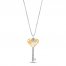 Cultured Pearl & Diamond Key Necklace Sterling Silver/10K Yellow Gold 18"