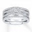 Diamond Bridal Set 5/8 ct tw Princess-cut 10K White Gold
