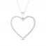 Diamond Heart Necklace 1/2 ct tw Round-cut 10K White Gold 18"