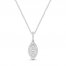 Diamond Marquise Cluster Necklace 1/3 ct tw Round-cut 10K White Gold 18"