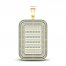 Men's Diamond Dog Tag Charm 1 ct tw Baguette & Round-cut 10K Yellow Gold