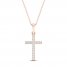 Diamond Cross Necklace 1/10 ct tw Round-Cut 10K Rose Gold 18"