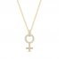Diamond Female Symbol Necklace 1/4 ct tw Round/Baguette 10K Yellow Gold 18"