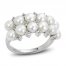 Cultured Pearl & White Lab-Created Sapphire Ring Sterling Silver