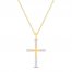 Diamond Cross Necklace 1/5 ct tw Round-cut 10K Yellow Gold 18"