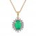 Emerald Halo Necklace 1/5 ct tw Diamonds 10K Yellow Gold 18"
