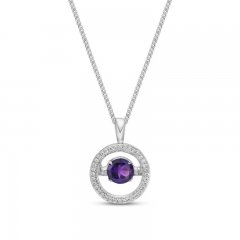 Unstoppable Love Amethyst Necklace 1/10 ct tw Diamonds Sterling Silver 19"