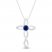 Blue & White Lab-Created Sapphire Cross Necklace Sterling Silver 18"