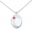 Oval Locket Necklace Flower Sterling Silver