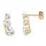Young Teen Earring Climbers Cubic Zirconia 14K Yellow Gold
