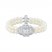 Cultured Pearl & White Lab-Created Sapphire Double Strand Bracelet Sterling Silver