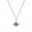 Blue Topaz & Diamond Evil Eye Necklace 1/15 ct tw Round-Cut 10K Yellow Gold 18"