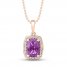 Amethyst Necklace 1/10 ct tw Diamonds 10k Rose Gold 18"