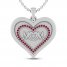 Lab-Created Ruby MOM Heart Necklace Sterling Silver 18"