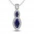 Blue/White Lab-Created Sapphire Necklace Sterling Silver 18"