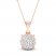 Diamond Halo Necklace 1/2 ct tw Round-Cut 10K Rose Gold 18"