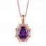 Le Vian Amethyst Necklace 1/8 ct tw Diamonds 14K Strawberry Gold 18"