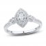Diamond Engagement Ring 3/8 ct tw Marquise/Round-Cut 14K White Gold