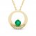 Emerald & Diamond Circle Necklace Round-Cut 10K Yellow Gold 18"
