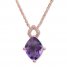 Amethyst Necklace with Diamonds 10K Rose Gold