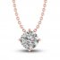 White Lab-Created Sapphire Solitaire Necklace 10K Rose Gold 18"