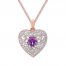 Amethyst Heart Necklace 1/6 ct tw Diamonds 10K Rose Gold