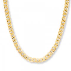Men's Cuban Curb Chain Necklace 14K Yellow Gold 22" Length