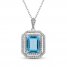 Swiss Blue Topaz & White Lab-Created Sapphire Necklace Sterling Silver 18"