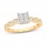 Multi-Diamond Engagement Ring 5/8 ct tw Princess/Round 14K Yellow Gold