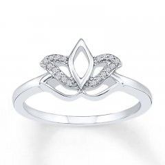 Lotus Flower Ring 1/20 ct tw Diamonds Sterling Silver
