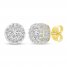 Men's Diamond Double Row Stud Earrings 1/2 ct tw Round-cut 10K Yellow Gold