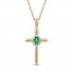Emerald & Diamond Cross Necklace 1/20 ct tw 10K Yellow Gold 18"