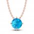 Swiss Blue Topaz Solitaire Necklace 10K Rose Gold 18"