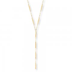 Bar Lariat Necklace 14K Yellow Gold