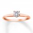 Diamond Solitaire Ring 1/4 Carat Round-cut 14K Rose Gold