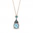 Le Vian Exotics Aquamarine Necklace 5/8 ct tw Diamonds 14K Strawberry Gold 18"