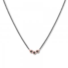 Black Diamond Necklace 1/3 ct tw Stainless Steel/10K Rose Gold