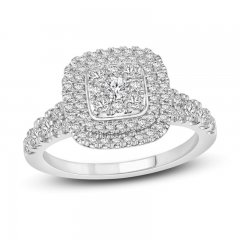 Multi-Diamond Engagement Ring 7/8 ct tw Round-cut 10K White Gold