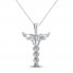 Diamond Caduceus Necklace 1/6 ct tw 10K White Gold 18"