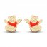 Children's Winnie the Pooh Enamel Stud Earrings 14K Yellow Gold